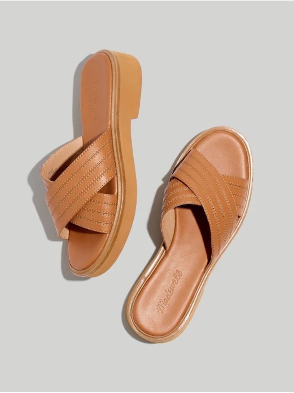 Madewell The Alina Platform Sandal Desert Camel cross cross